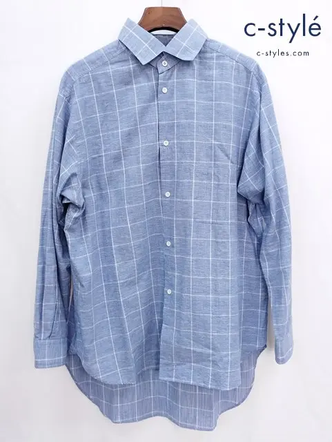 NIGEL CABOURN ナイジェルケーボン DETACHABLE COLLAR SHIRT 52 ブルー 8044-00-10005 綿100% 長袖