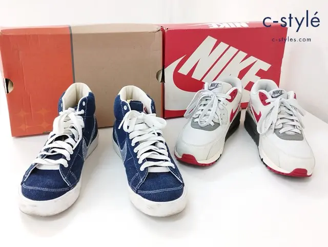 NIKE ナイキ スニーカー 25.5cm ホワイト×レッド 26cm インディゴ AIRMAX 90 ESSENTIAL BLAZER MID CANVAS