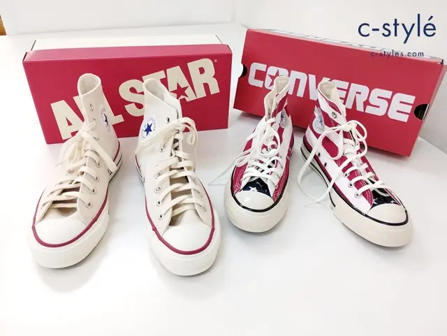 CONVERSE コンバース スニーカー 25cm レッド系 ホワイト ハイカット 計2点