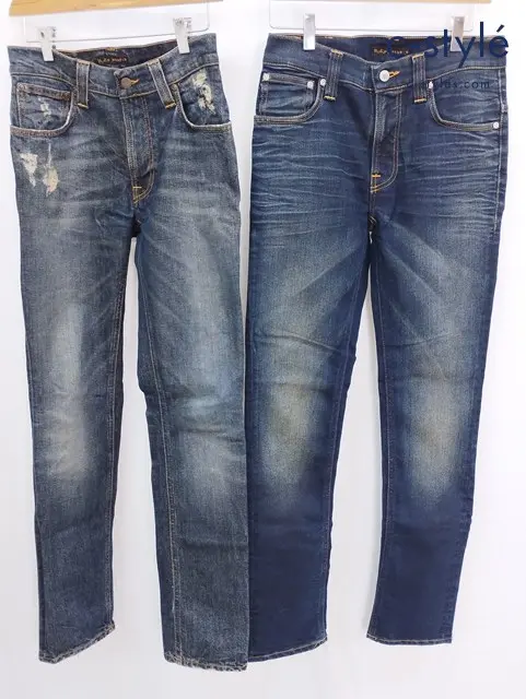 Nudie Jeans ヌーディージーンズ デニムパンツ W29 インディゴ Gパン ジーパン ジッパーフライ ダメージ加工