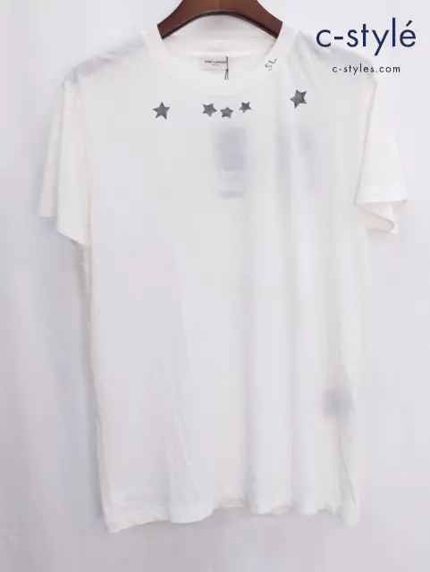 SAINT LAURENT PARIS サンローランパリ 半袖Tシャツ M ホワイト スタープリント 綿100% 412182 Y2SC1