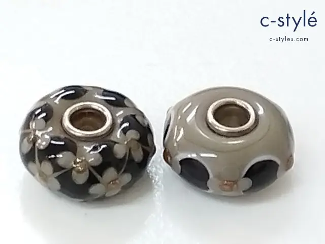 TROLLBEADS トロールビーズ ガラスビーズ マルチカラー 花 アクセサリー 計2点