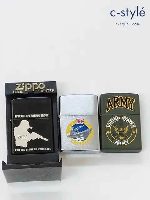 ZIPPO オイルライター U.S.ARMY SPECIAL OPERATION GROUP 特殊部隊 海上自衛隊 DDH-143 SHIRANE 2000 計3点