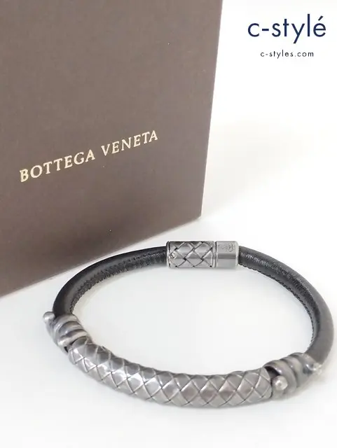 BOTTEGA VENETA ボッテガヴェネタ レザーブレスレット M シルバー 925 アクセサリー