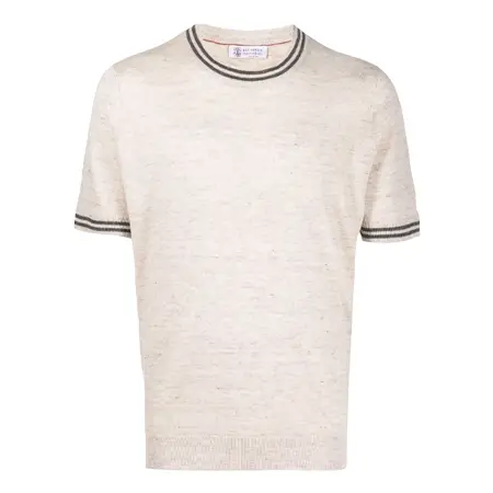 BRUNELLO CUCINELLI(ブルネロクチネリ) Tシャツ ストライプトリム Tシャツ