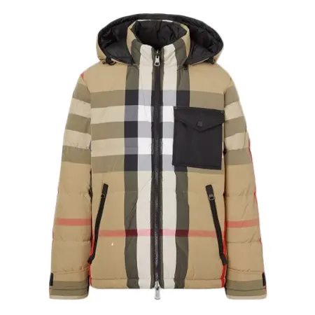 BURBERRY(バーバリー) ダウン リバーシブル チェックンナイロン フーデッド パファージャケット