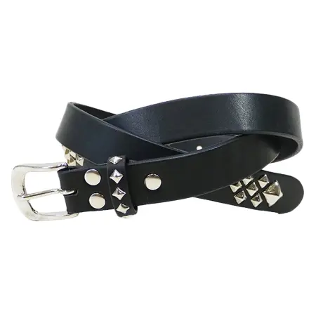 CALEE(キャリー) ベルト 2022春夏 CL-22SS021L&A-L Studs leather narrow belt ◆ CALEE キャリー : スタッズ レザーベルト Black