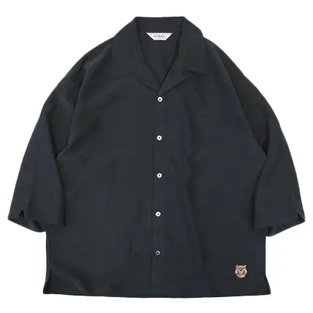 CALEE(キャリー) シャツ 2022春夏 CL-22SS046 3/4 Sleeve R/P drop shoulder shirt ◆ CALEE キャリー : 7分袖ドロップショルダーシャツ Black