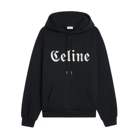 CELINE(セリーヌ) パーカー スタッズ付き CELINE フーディ / コットンフリース ブラック / ホワイト