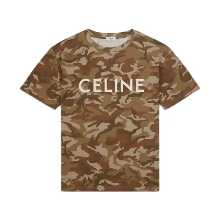 CELINE(セリーヌ) Tシャツ ルーズ Tシャツ / コットンジャージー CAMO WASHED / WHITE