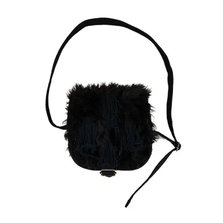 Christopher Nemeth(クリストファーネメス) バッグ Waist Pouch Bag- Cotton100%Canvas- Black Kite String- Black Fur- Black