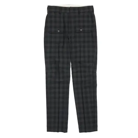 DAIRIKU(ダイリク) パンツ Biker Check Deck Detail Slacks（Navy&Grey）［チェックスラックス-22秋冬］ [22AW B-2]