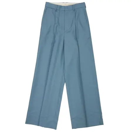 DAIRIKU(ダイリク) パンツ Wool Wide Slacks（ティールブルー）［ワイドスラックス-20秋冬］ [20AW B-3]