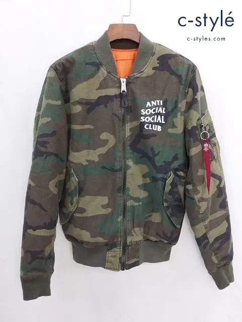 ANTI SOCIAL SOCIAL CLUB×ALPHA INDUSTRIES MA-1 フライトジャケット S マルチカラー 迷彩柄 カモフラージュ