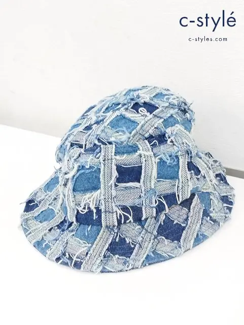 Supreme シュプリーム バケットハット S/M インディゴ FRAYED PATCHWORK DENIM CRUSHER デニム生地