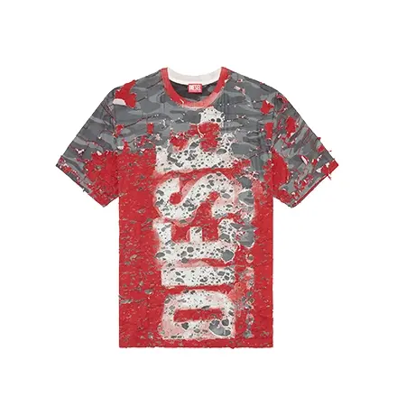 DIESEL(ディーゼル) Tシャツ Logo T-shirt in destroyed jersey