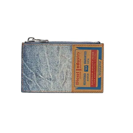 DIESEL(ディーゼル) 財布 Leather card holder with denim print