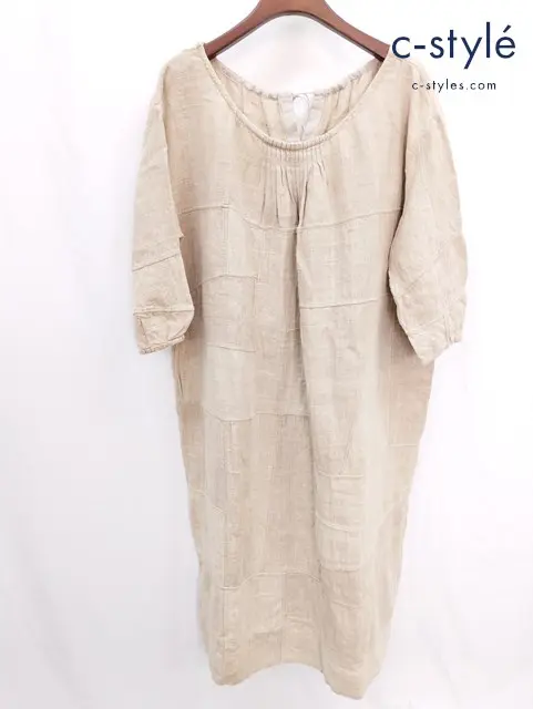 45R フォーティーファイブアール スモックドレス 0 ベージュ ワンピース リネン コットン シルク