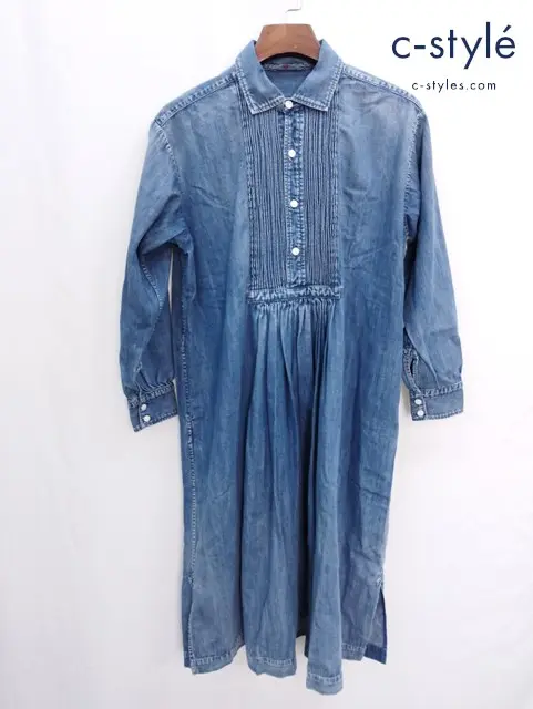 45R フォーティファイブアール デニム ワンピース 2 インディゴ ギャザー コットン