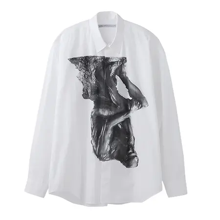 JOHN LAWRENCE SULLIVAN(ジョンローレンスサリバン) シャツ Oversized print shirt | White 3A007-0221-20