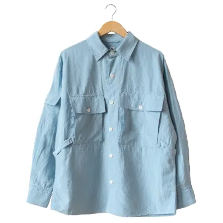 KAPTAIN SUNSHINE(キャプテンサンシャイン) シャツ Washed Silk Linen Field Shirt Jacket – Saxe Blue