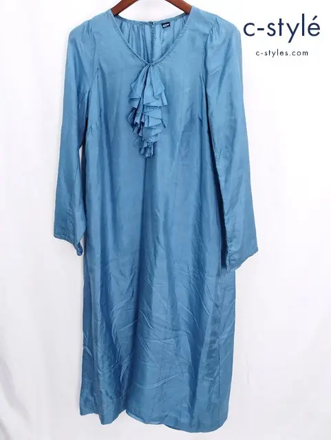 45R フォーティーファイブアール シルクワンピース 0 ブルー シルク100% 日本製