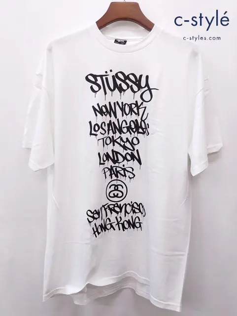 STUSSY ステューシー 半袖シャツ XL ホワイト MARK WARD WORLD TOUR