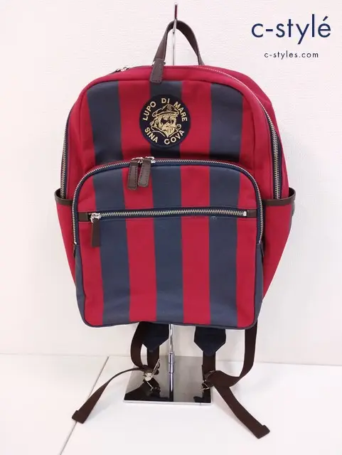 SINA COVA シナコバ リュックサック レッド×ネイビー 20177010 帆布 ワッペン