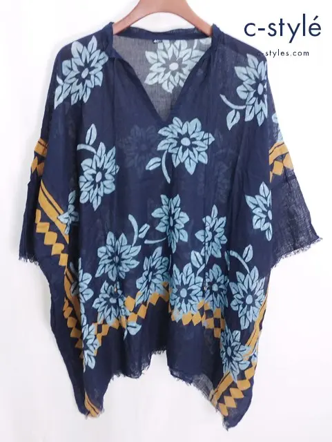 45R フォーティーファイブアール ガーゼのUMiiロハストールポンチョ 0 紺色系 5041023 レディース