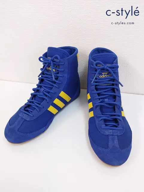 adidas スニーカー 22.5ｃｍ ブルー×イエロー Canvas Wrestling Shoes 036229 キッズ 男の子