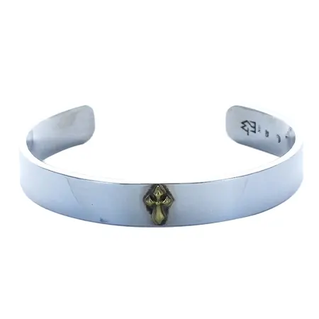 TRAVIS WALKER(トラヴィスワーカー) バングル・ブレスレット SILVER BANGLE 10mm WITH 1 18K YELLOW GOLD SMALL ARROW CROSS