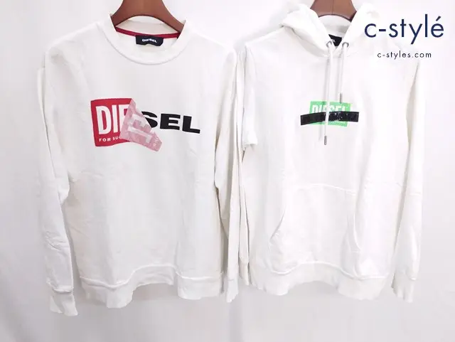 DIESEL ディーゼル トレーナー XS S ホワイト フーディー ロゴ