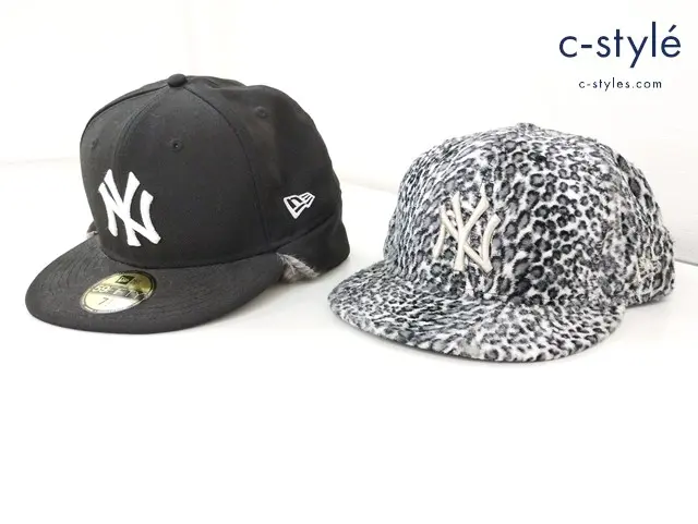 NEW ERA ニューエラ キャップ 7 1/2 ブラック グレー系 ファー ヒョウ柄