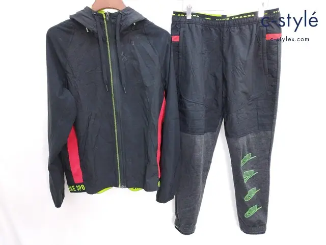 NIKE ナイキ ナイロンジャージセットアップ L ブラック ジャケット パンツ 上下セット