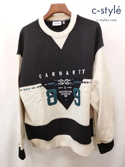 carhartt カーハート サンタフェスウェットシャツ L ブラック×ホワイト I031791-23S クルーネック