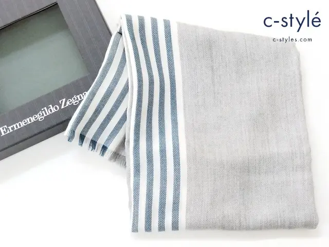 Ermenegildo Zegna エルメネジルドゼニア マフラー グレー カシミヤ混 イタリア製 スカーフ