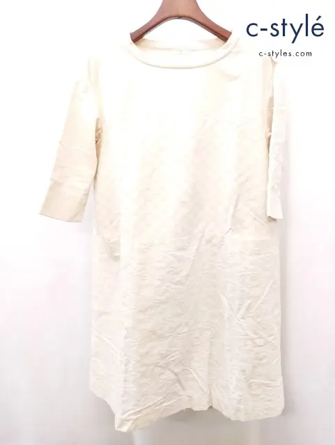 45R フォーティーファイブアール ワンピース 2 クリーム系 ドット 水玉 総柄 レディース