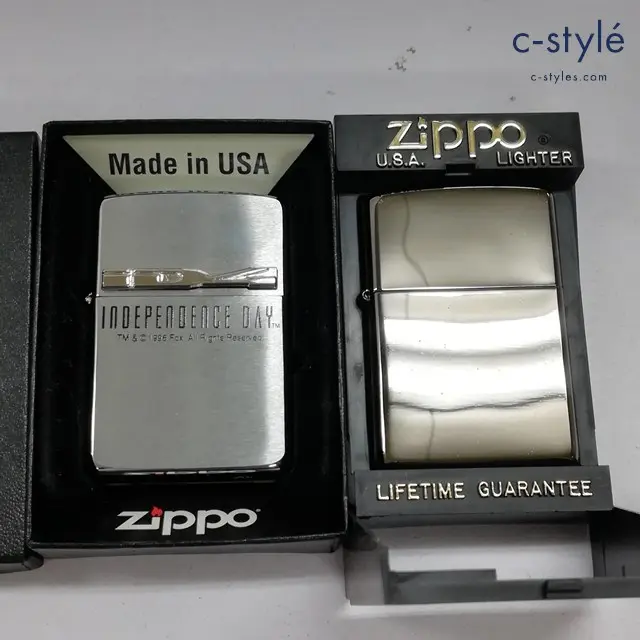 ZIPPO ジッポー オイルライター INDEPENDENCE DAY 1996年 シルバー 立体プレート 2020年 シルバー 計2点