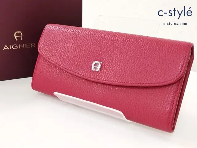 AIGNER アイグナー 長財布 ウォレット レッド レディース