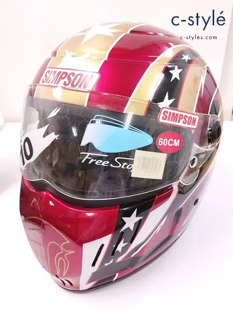 SIMPSON シンプソン フルフェイス 60cm レッド系 RX10 製造年月日 2010年6月 バイク用品