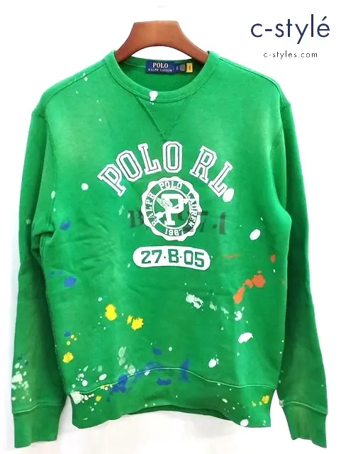 POLO RALPH LAUREN ポロラルフローレン ヴィンテージ加工トレーナー SP グリーン レディース