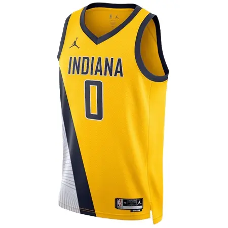 Indiana Pacers(インディアナ ペイサーズ) バスケットボール ユニフォーム Jordan ステートメント エディション スウィングマン ユニフォーム – ネイビー – タイリース・ハリバートン