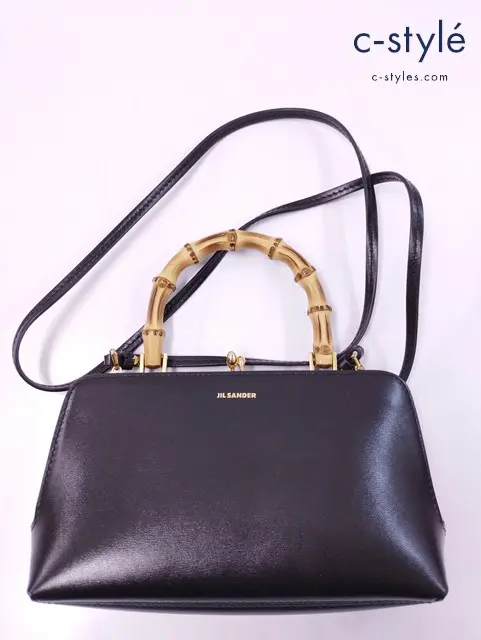 JIL SANDER ジルサンダー ゴジ バンブー レザー 2WAY ハンドバッグ ブラック