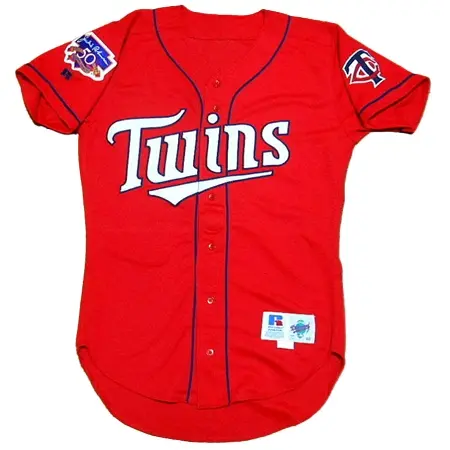 Minnesota Twins(ミネソタ・ツインズ) 野球 ユニフォーム 1997年限定 Dairy Queen Red オルタネート ユニフォーム Russell Jersey