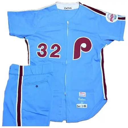 Philadelphia Phillies(フィラデルフィア・フィリーズ) 野球 ユニフォーム 1986 Steve Carlton ロード ユニフォーム 上下 Wilson