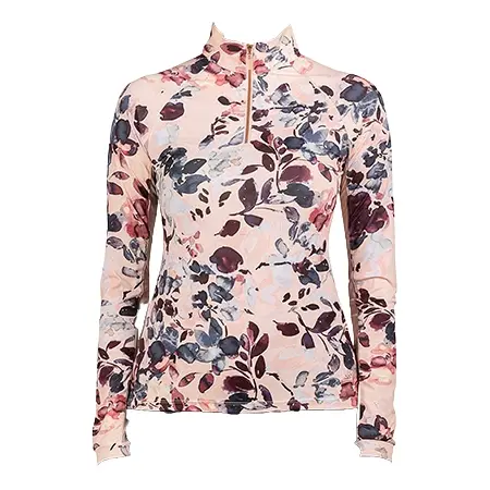 KASTEL DENMARK(カステルデンマーク) 乗馬 ウェア ロングスリーブ パールブラッシュ 水彩花柄 ローズゴールド 1/4 ジップ