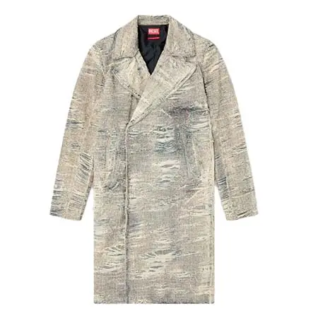 DIESEL(ディーゼル) Coat in distressed Prince of Wales denim