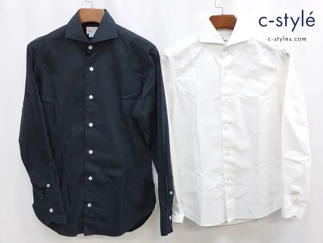 Giannetto ジャンネット ドレスシャツ 38 ホワイト ブラック イタリア製 綿100％