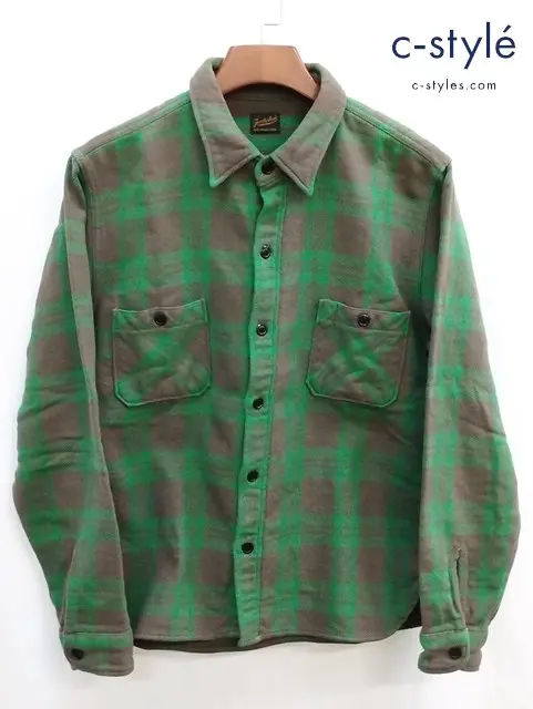 TENDERLOIN テンダーロイン フランネルシャツ M グリーン×ブラウン系