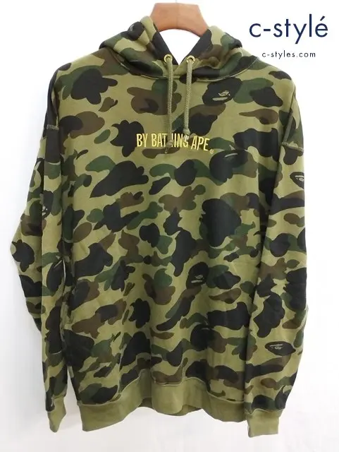 A BATHING APE アベイシングエイプ パーカー F 160/76A カーキ系 カモプルオーバーフーディ レディース
